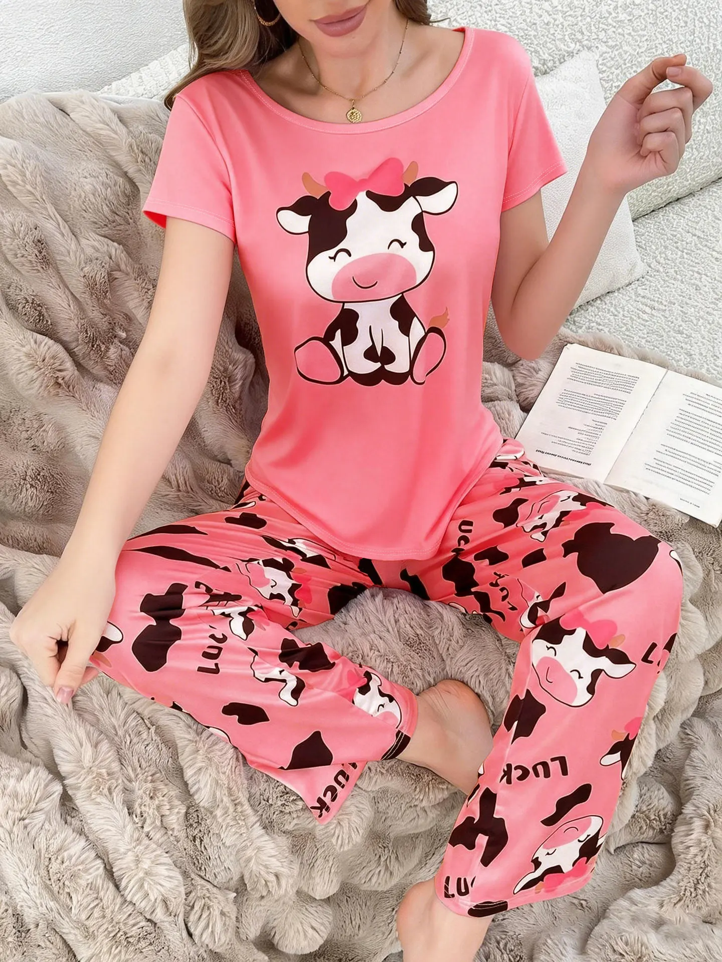 Pyjama Femmes 2 Piece Set Short Sleeve Sleepwear Women Home Suit for Women Pajama Night Wear Ladies Two-piece Set Woman Pajamas