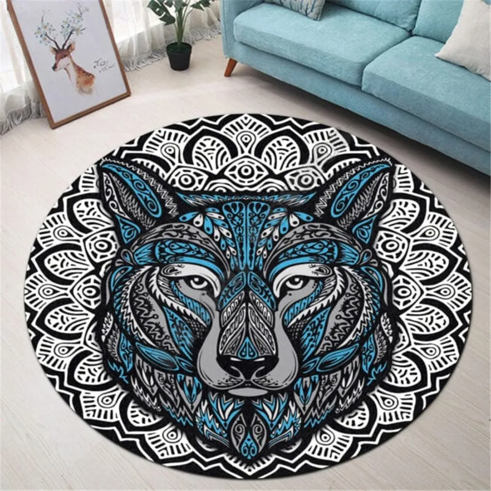 

Love Wolf Premium Round Rug 3D Printed Rug Non-slip Mat Dining Living Room Soft Bedroom Carpet 01