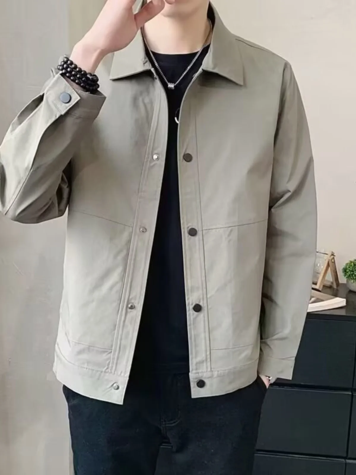Spring New Style Casual Thin Jacket Coat Men's  Color Simple Fashionable Business Casual Shirt Youth Popular Standard Fit
