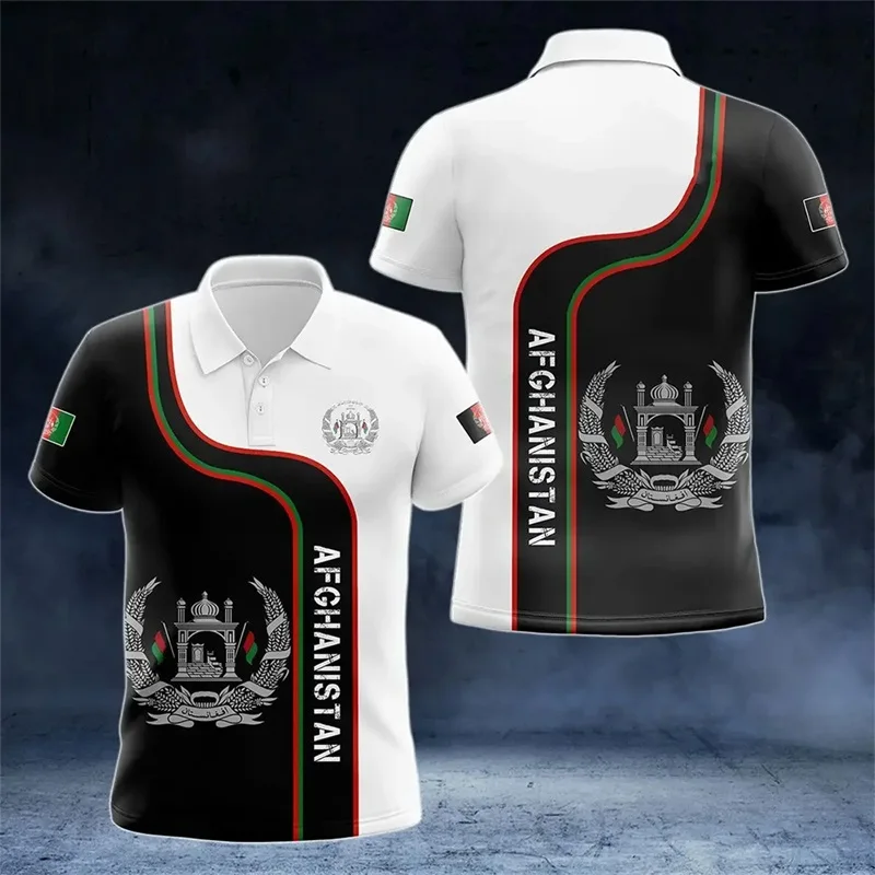 Afghanistan Flag National Emblem Graphic Polo Shirts For Men 3D Printed Casual Short Sleeve Plus Size T Shirt Streetwear