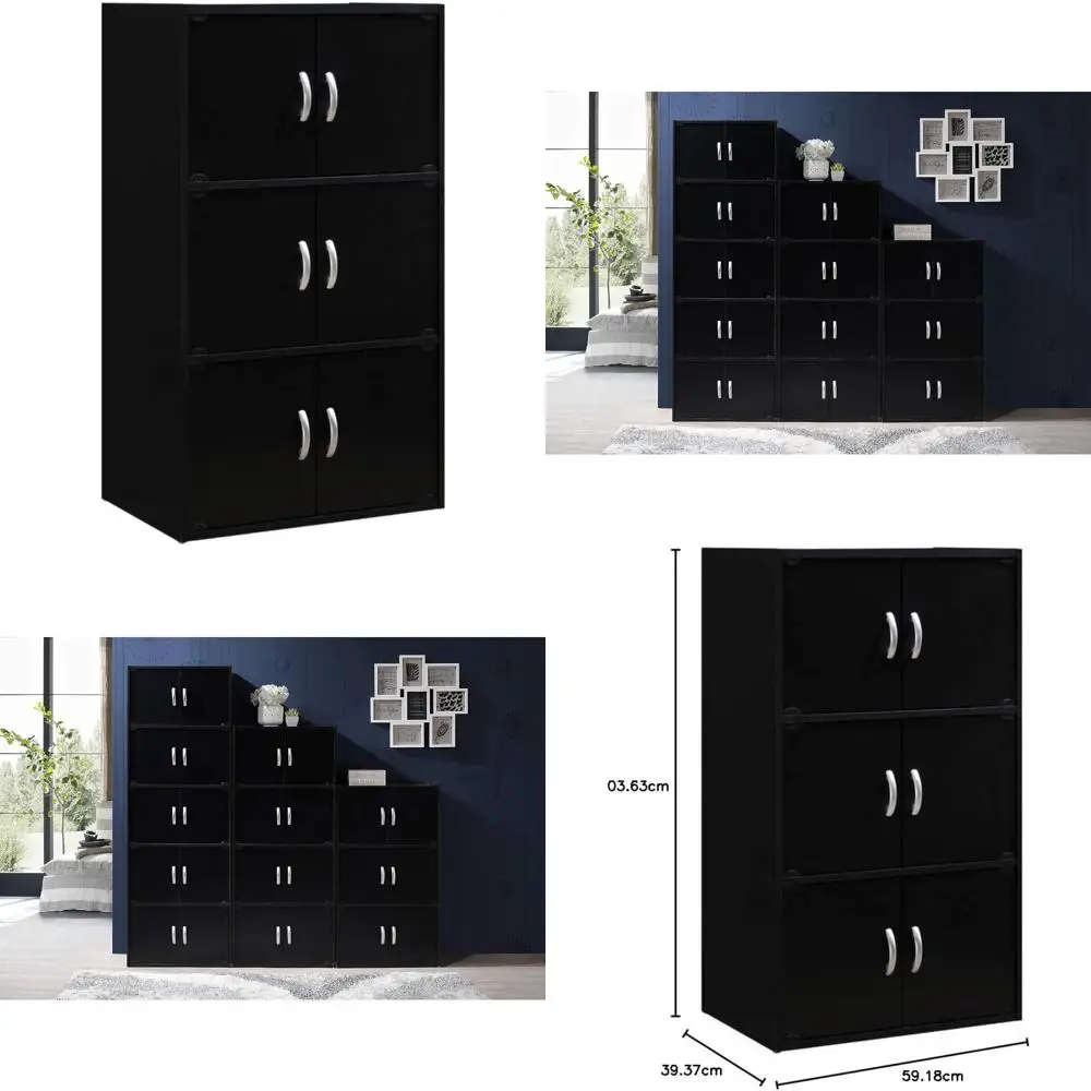 

6-shelf black bookcase cabinet for stylish storage