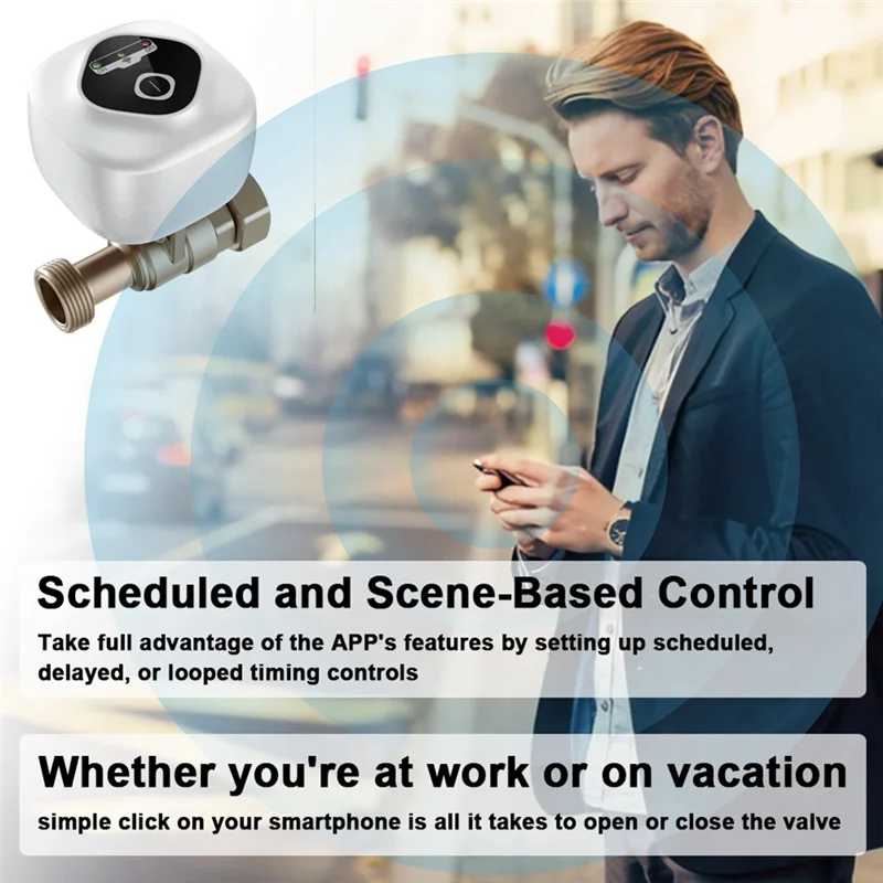 AEE7-Wifi صمام كروي ذكي صمام إيقاف المياه التلقائي يدعم التحكم في التطبيق/3 أوضاع توقيت/إنذار تسرب المياه في الاتحاد الأوروبي