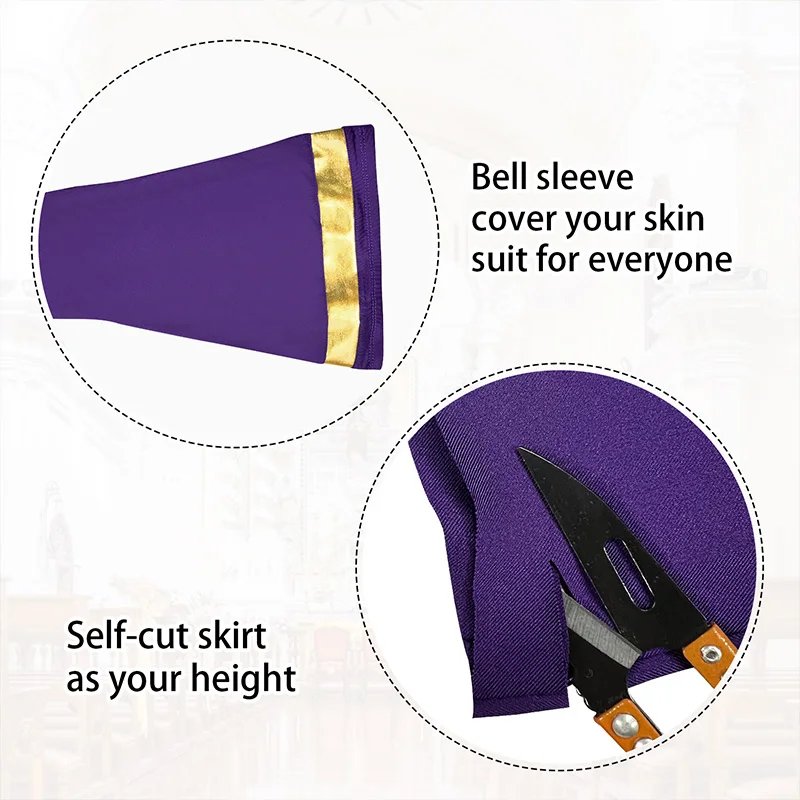 Abito da ballo moderno da donna a maniche lunghe, vestibilità ampia, lunghezza intera, per culto adulto, abito da ballo liturgico in costume metallico