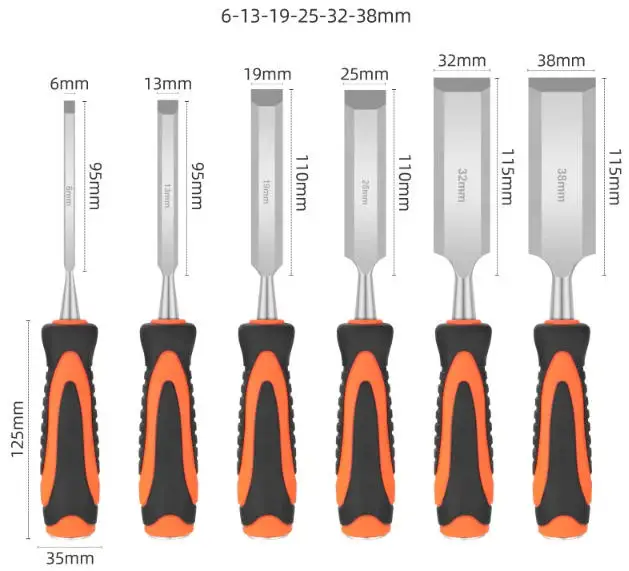 10 Pieces Anti-Knock Wood Chisel Flat Head Flat Shovel Wood Chisel Professional Chisel Set