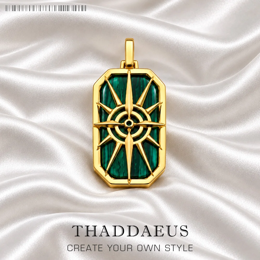 Pendant Compass Star Green Brand New Vintage Jewelry Europe 925 Sterling Silver Gift For Woman Men