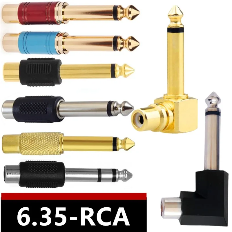 

2pcs Mixer Power Amplifier Audio Head 6.35 Single/Dual Sound Male Lotus RCA Female Headphone Microphone Audio Plug