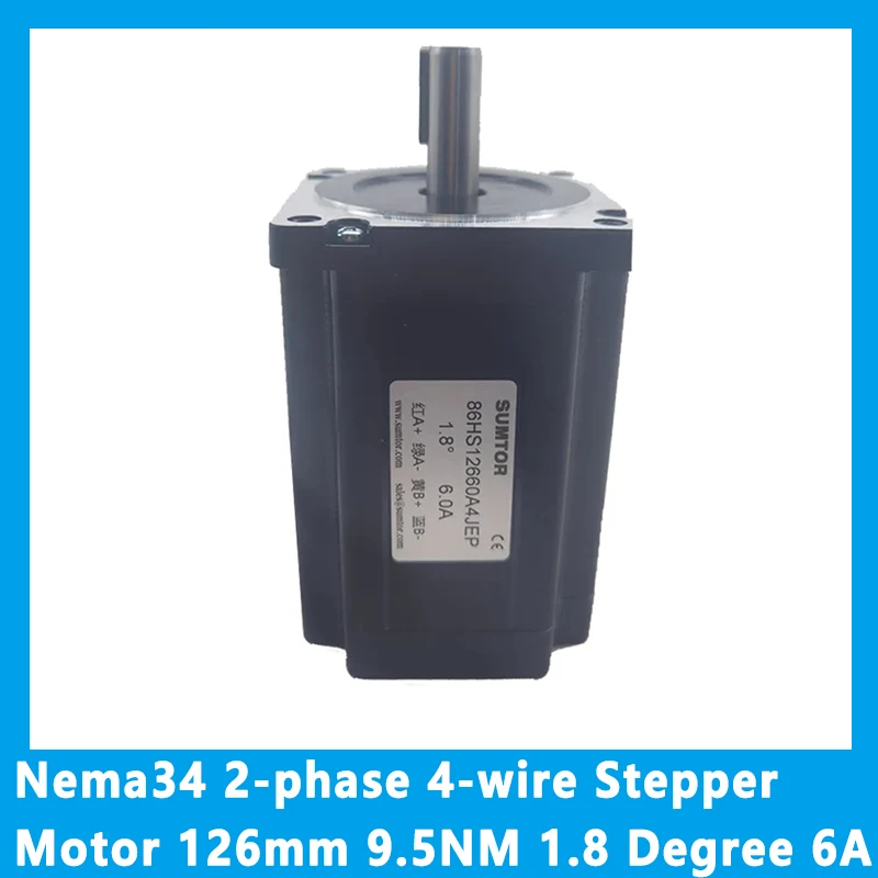 

Nema34 2-phase 4-wire Stepper Motor 126mm 9.5NM 1.8 Degree 6A Milling Flat Shaft / Keyway Shaft 14mm Hybrid Motor