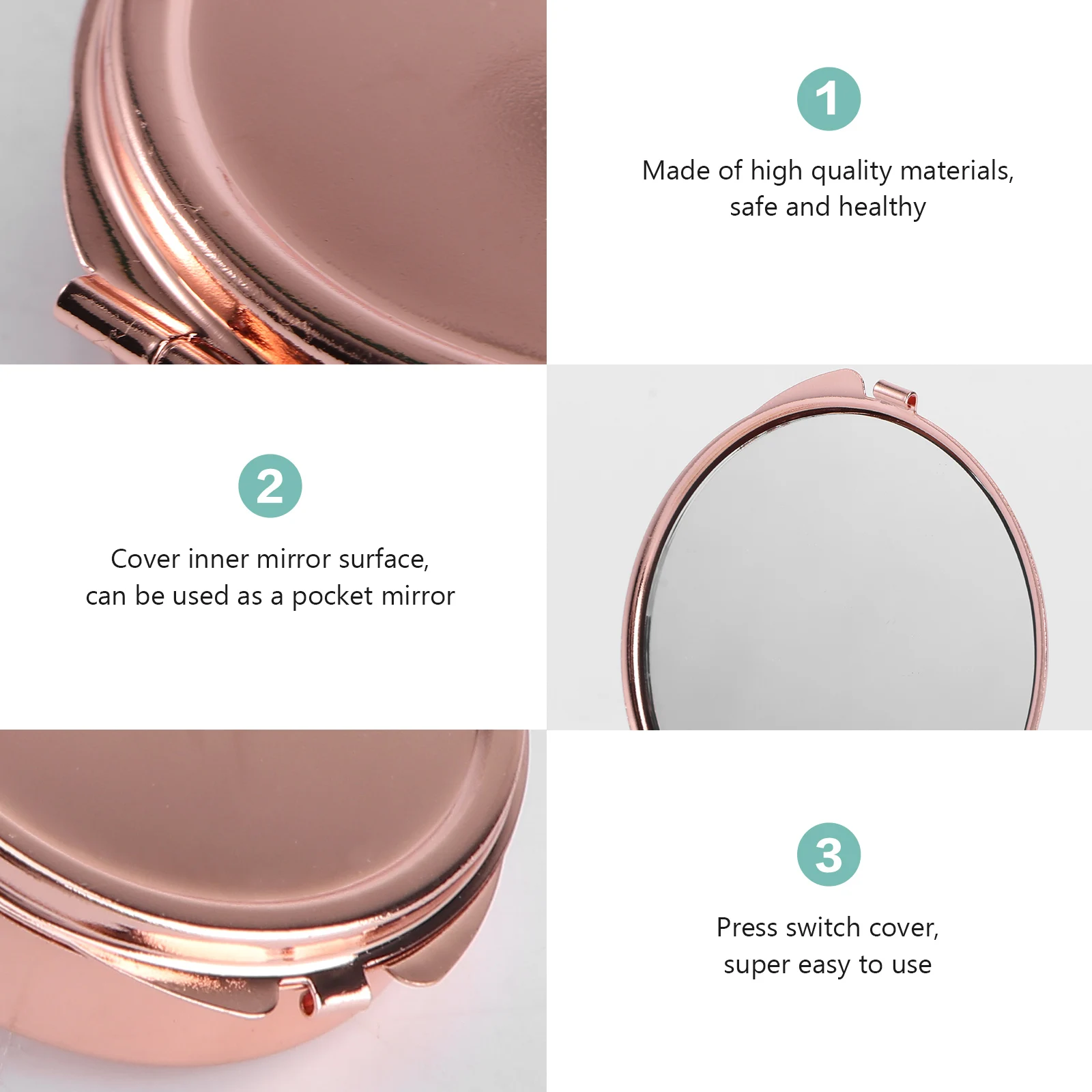

3pcs Metal Pill Case Mirror Portable Moisture Proof Dustproof Travel Storage Container for Medicine ganizer Box