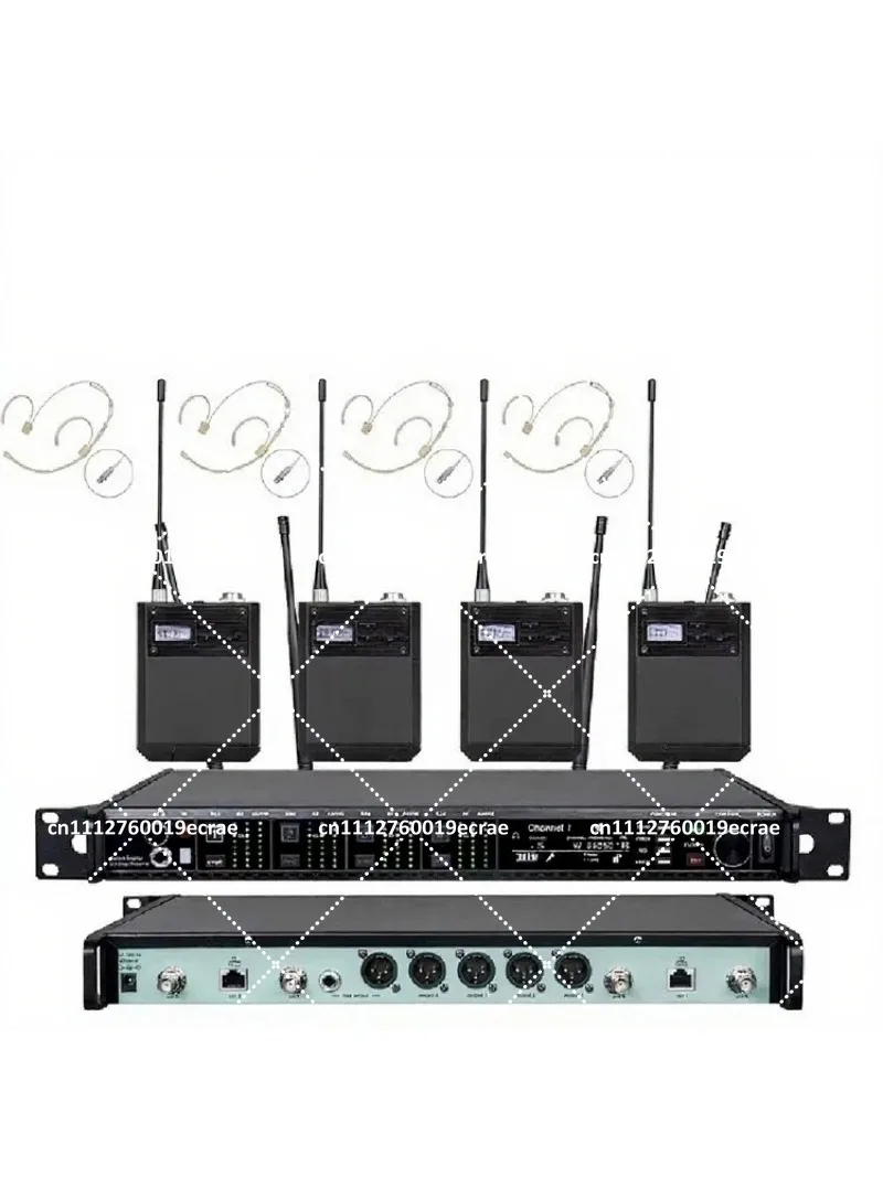 Professional Wireless Microphone System 4 Channel UHF Headset Lavalier Mic for Studio Stage Performance
