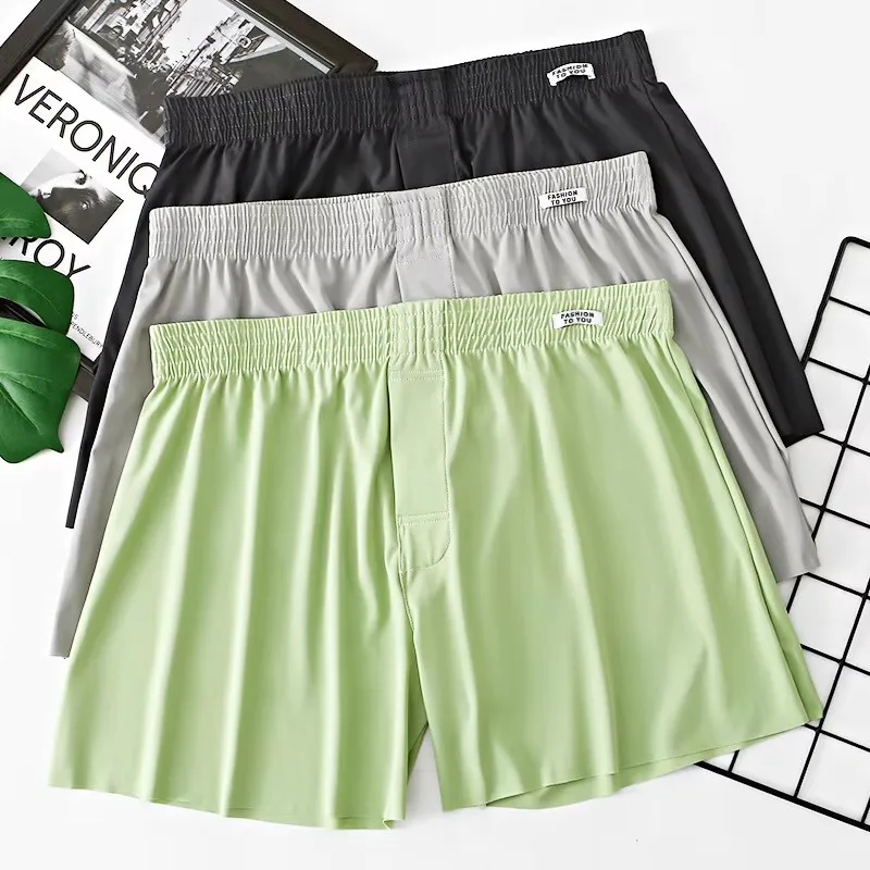 Summer Mens Arrow Shorts Ice Silk Underwear Sleepwear Panties Boxers Shorts Underpants Loose Cool Breathable Sleepwear Pants view 2
