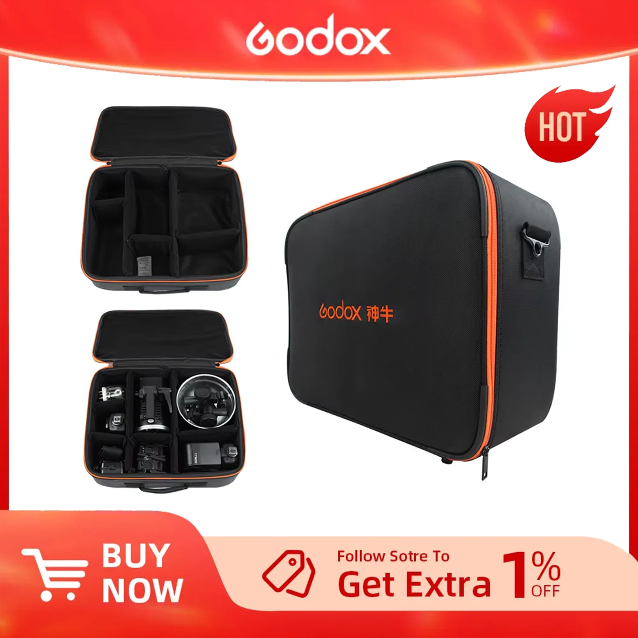 Godox CB-09 Suitcase Carry Bag for AD600 AD600B AD600BM AD360 TT685 Flash Kit