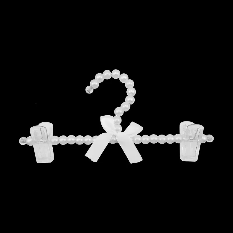 

Pearl Hanger Pearl Plastic Bow Clothes Rack with Clip Artificial Pearl Hangers Tie Holder Wedding Clothes Rack Skirts Hanger for