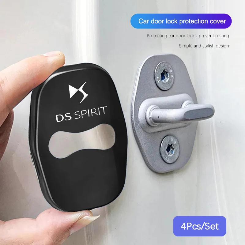 4Pcs Car Door Lock Buckle Protective Covers Zinc Alloy Cover For DS SPIRIT DS3 DS4 DS4S DS5 5LS DS6 DS7 DS9 WILD RUBIS E-Tense
