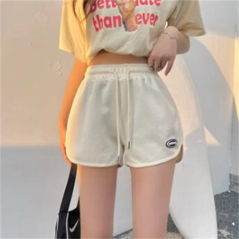 Women's Casual Drawstring Sports Shorts, Thin High Waist Yoga Shorts, Loose Running Shorts, Straight Pants