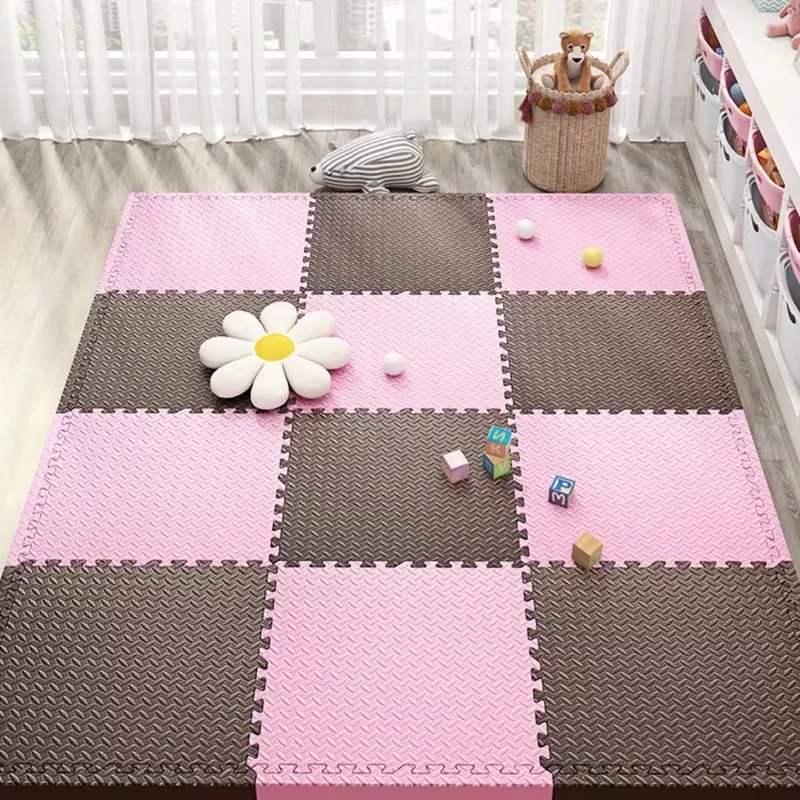 8Pcs 60x60x1CM Interlocking Fitness Mat Three-Dimensional Leaf Pattern Sports Mat Daily Soothing And Shaping Soft Mat