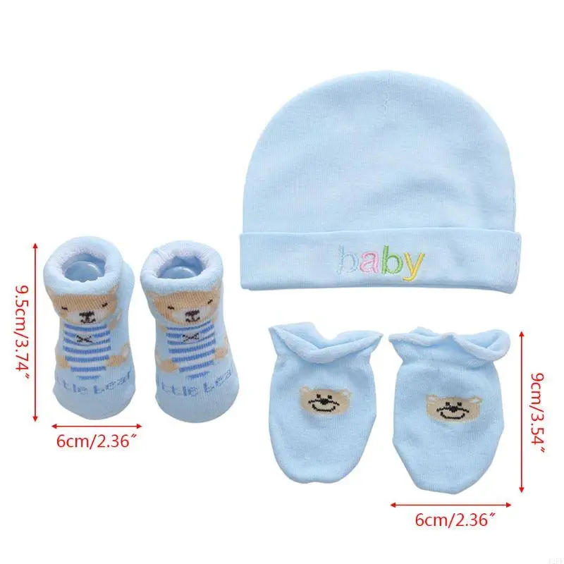 J2FF Unisex Sombreros para bebés+Guantes+Soccial Soccial Agodón Cotton Niñas