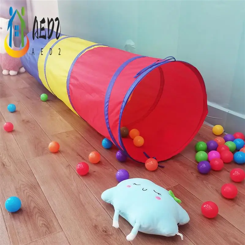 

AED2-Boy Girl Children Play Foldable Tunnel Crawling Tent Toddlers Game Outdoor Home Kindergarten 48X180cm