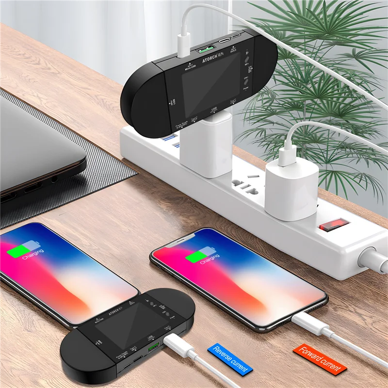 ATORCH UD24 USB-тестер Type-C 2,4-дюймовый цифровой вольтметр Амперметр Power Bank Детектор напряжения Volt PD Trigger Электрический счетчик
