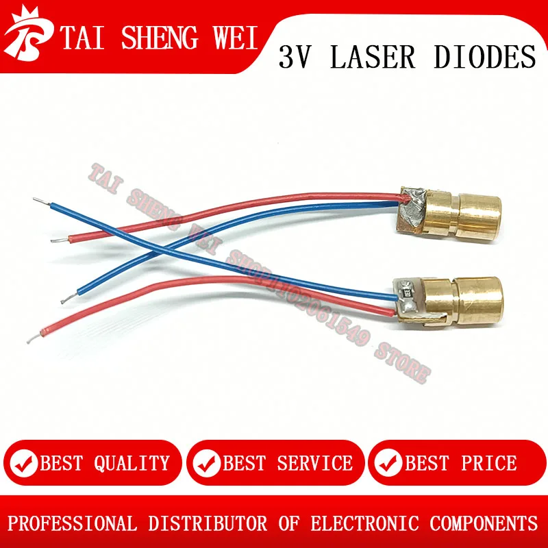 10pcs Laser Diodes 5mW 650 nm Diodo RED Dot Laser Diod Circuit 3V/5V 5mW 650nm Module Pointer Sight Copper Head