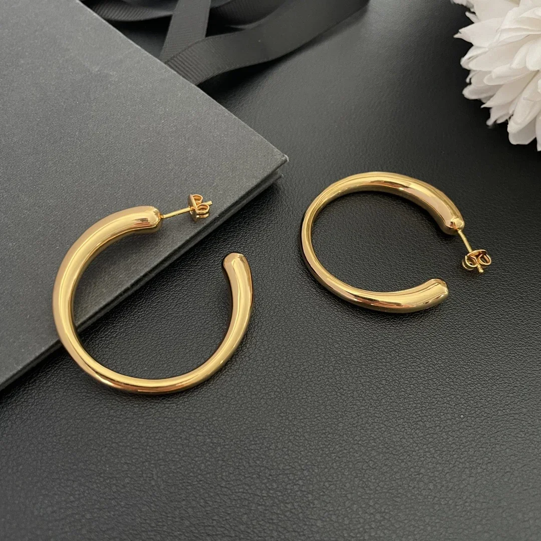 Europe Famous Designer 24K Gold Plating Big Small Circled Earrings Women Luxury Jewelry Trend