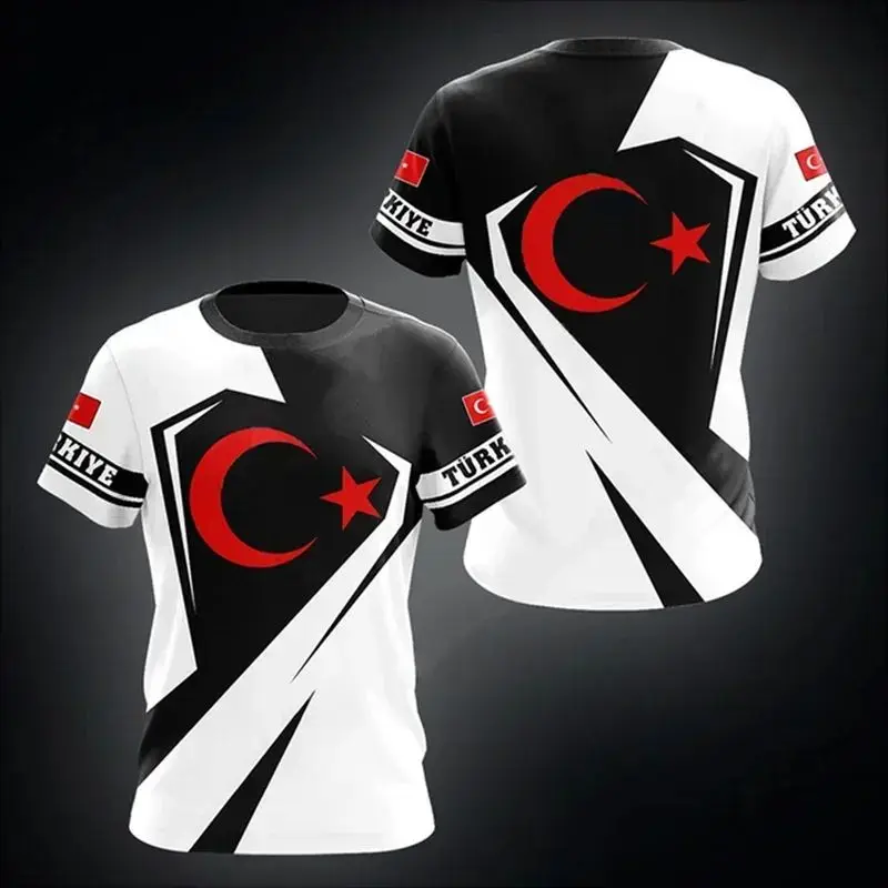 Turkey Football Jersey Breathable Quick-drying Sports Short-sleeved T-shirt Turkish Flag 3D Printed Kid's Loose Men's T Shirts