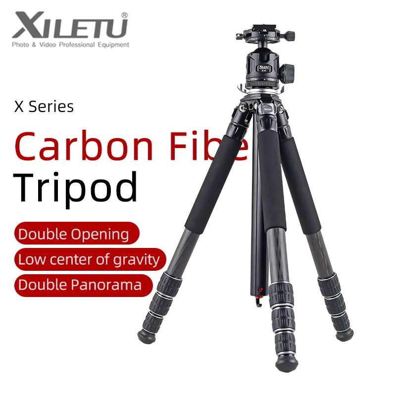 XILETU Professional Carbon Fiber Tripod with Ball Head  Heavy-Duty Camera Travel Tripod for Digital DSLR Camera Load 18kg 168cm