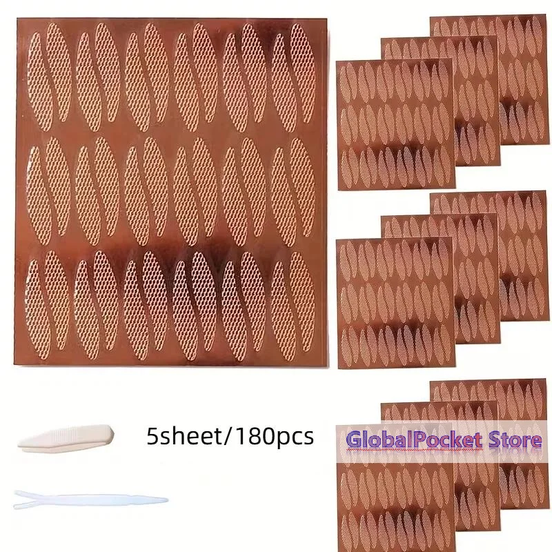 Lace Mesh Teardrop Shape Eyelid Paste-Shaped Invisible Double Fold Eyelid Shadow Tape Sticker Beauty Makeup Eyelid Tool 180pcs - view 3