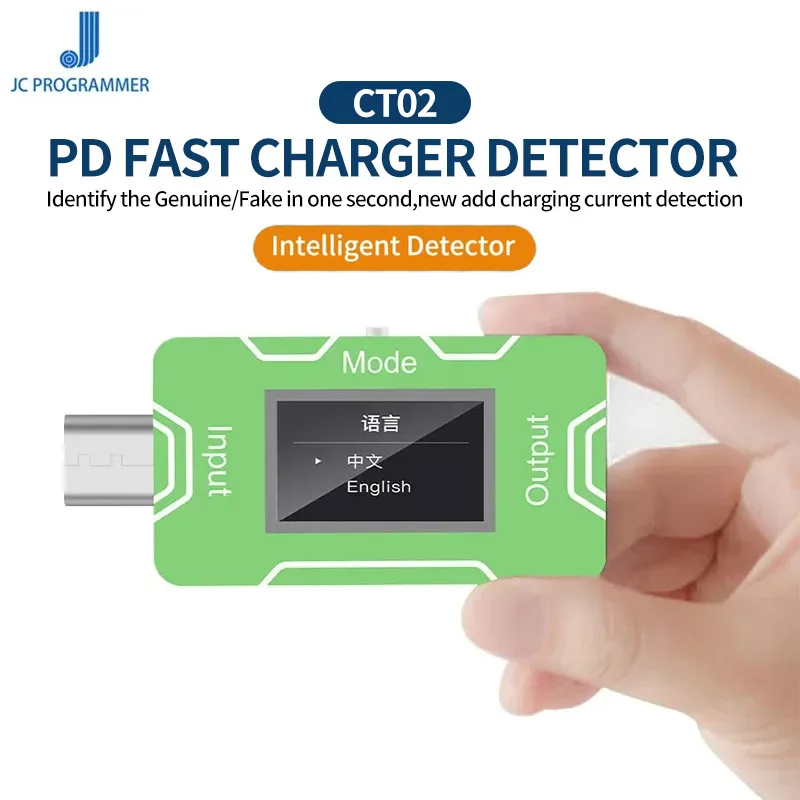 

JCID JC CT02 PD Детектор зарядного устройства Быстрый тестер USB-C Тест напряжения Ток Мощность HD OLED-экран Тестер мониторинга в реальном времени