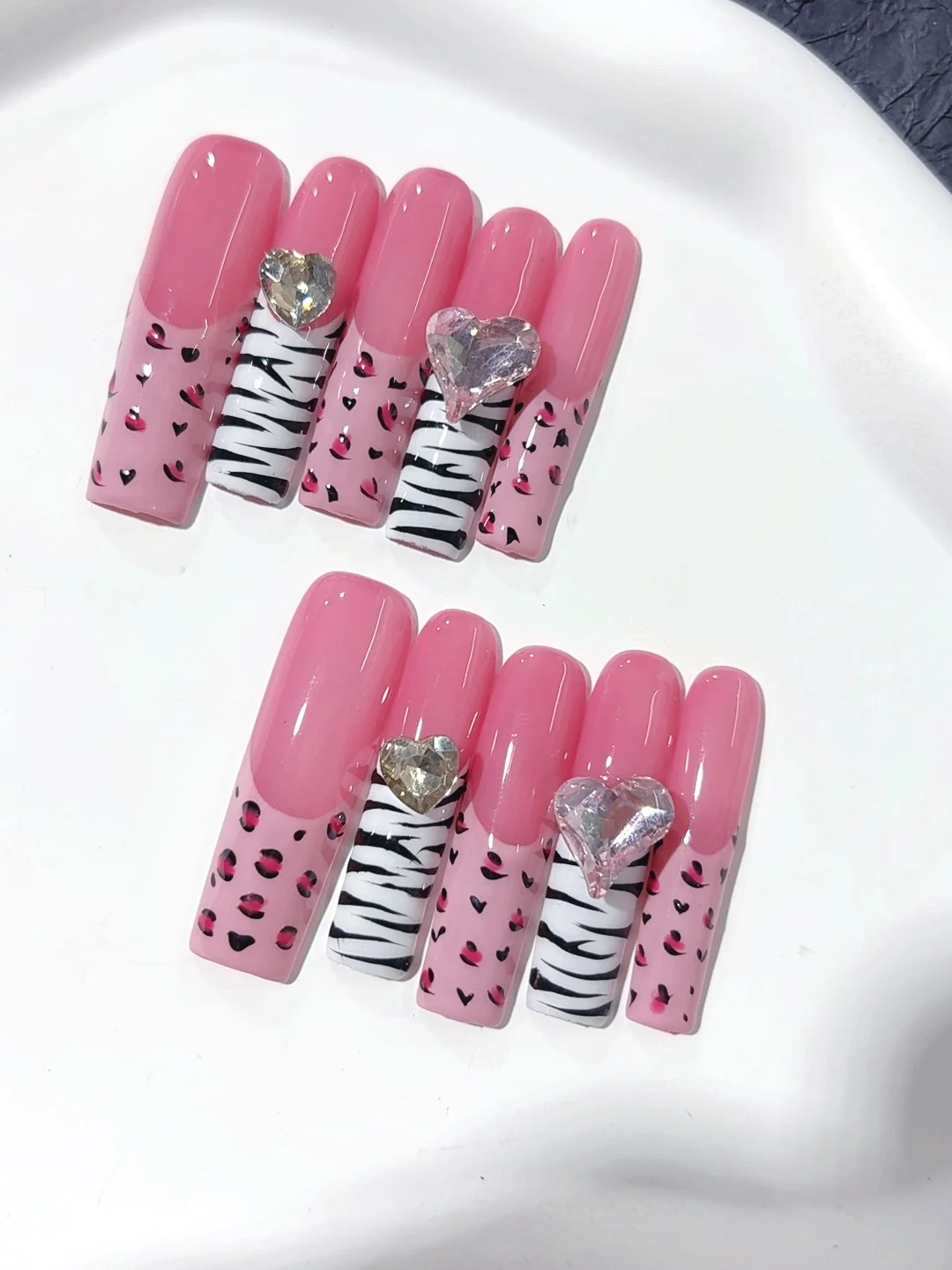 4cm النمط الفرنسي الوردي على شكل قلب حجر الراين لطيف أزياء مسمار الفن (L129) #2