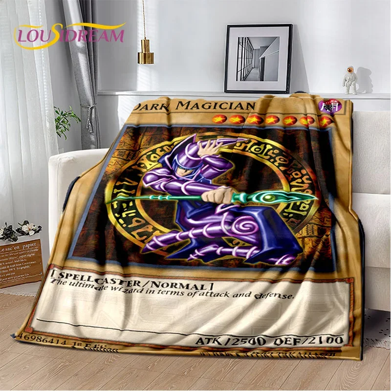 3D Monster Gold Card Cartoon Yu-Gi-Oh Anime Dack Magician Game Soft Flannel Blanket for Bed Bedroom Sofa Picnic,Outdoors Leisure