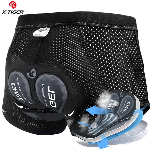 X-TIGER pantalones cortos de ciclismo para hombre, almohadilla de GEL, ropa interior de ciclismo de malla transpirable, ropa interior de bicicleta a prueba de golpes, pantalones cortos para montar en bicicleta de montaña y carretera