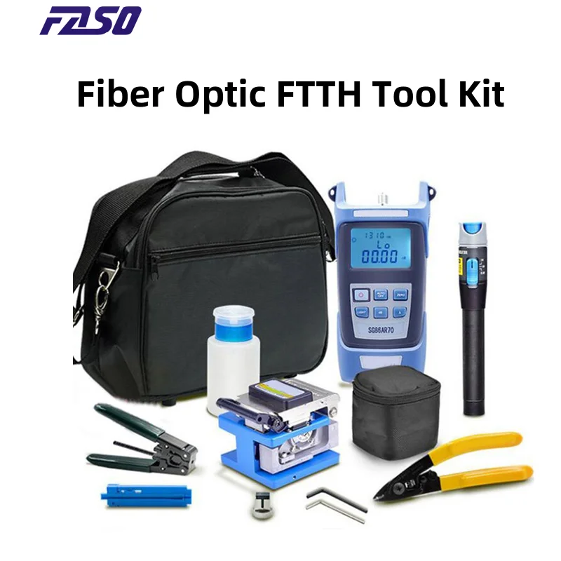 

FTTH Fiber Optic Tools Set Optical Power Meter ​Fiber Cleaver ​VFL Drop Cable Stripper ​Miller Clamp