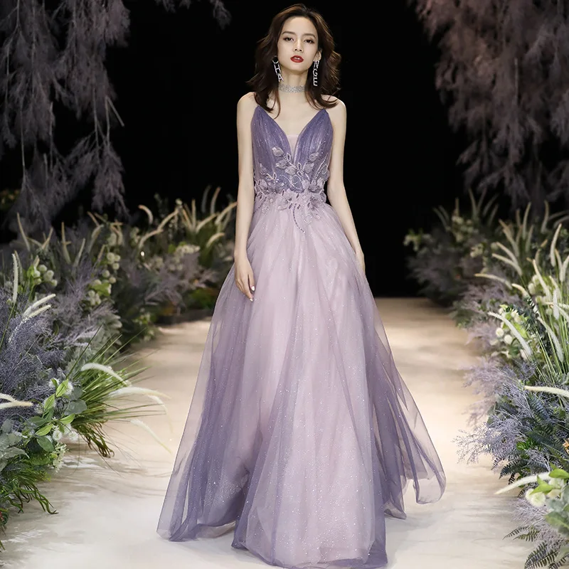 

Элегантное длинное вечернее платье для женщин, фиолетовое, сексуальное, без бретелек, для торжественных мероприятий, в пол, новинка весеннего сезона