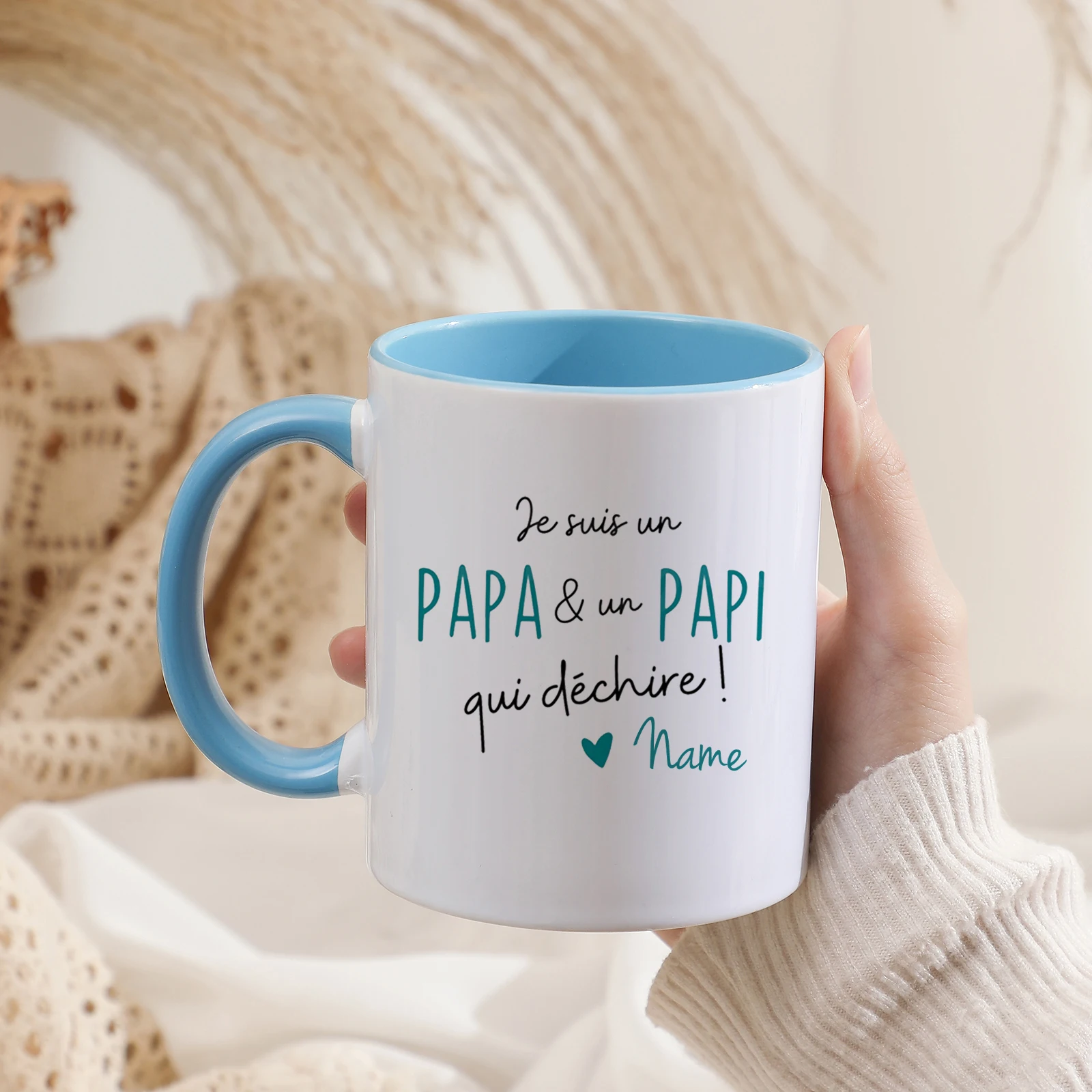 

Papa D'amor персонализированная кружка с именем, многоразовая керамическая чашка, кофейные чашки для молочного напитка с ручкой, простые индивидуальные кружки, подарок для папы