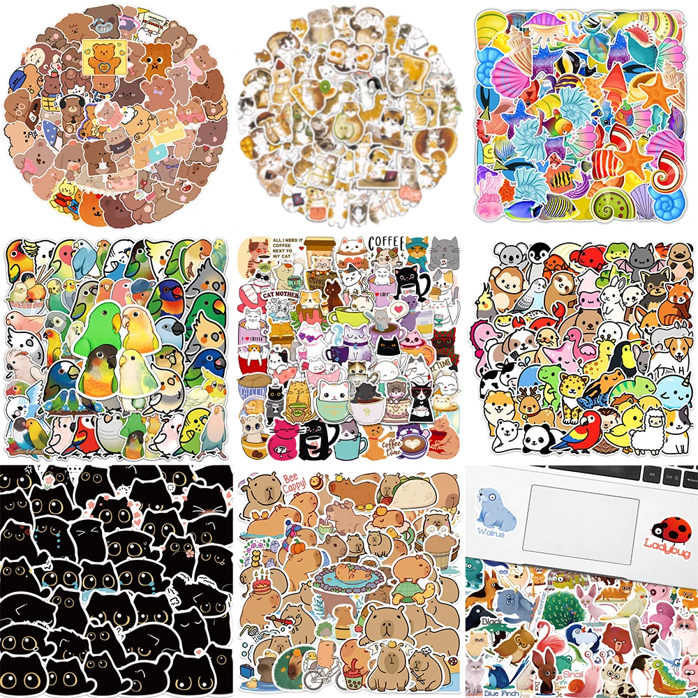 10/30/50PCS Cartoon Animal Stickers Series Creative Cute Capybara Graffiti Luggage Helmet iPad Refrigerator Decoration Wholesale