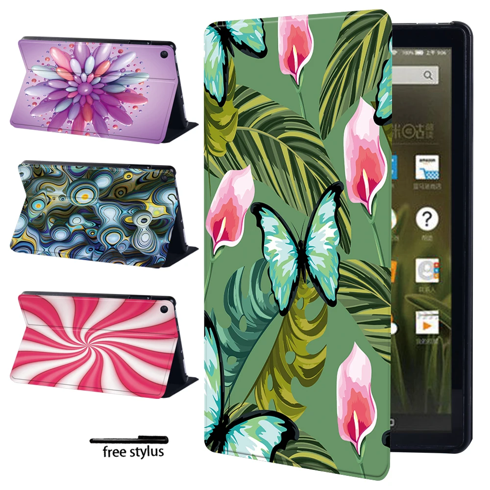 Folio Tablet Case for Fire 7 5th/7th/9th Gen 2015/2017/2019 Leather Flip Funda Dust-proof Shell Butterfly Pattern Stand Cover 20 30 40 50 marble foil fire oil proof contact paper for kitchen decor self adhesive removable waterproof wallpaper for bathroom