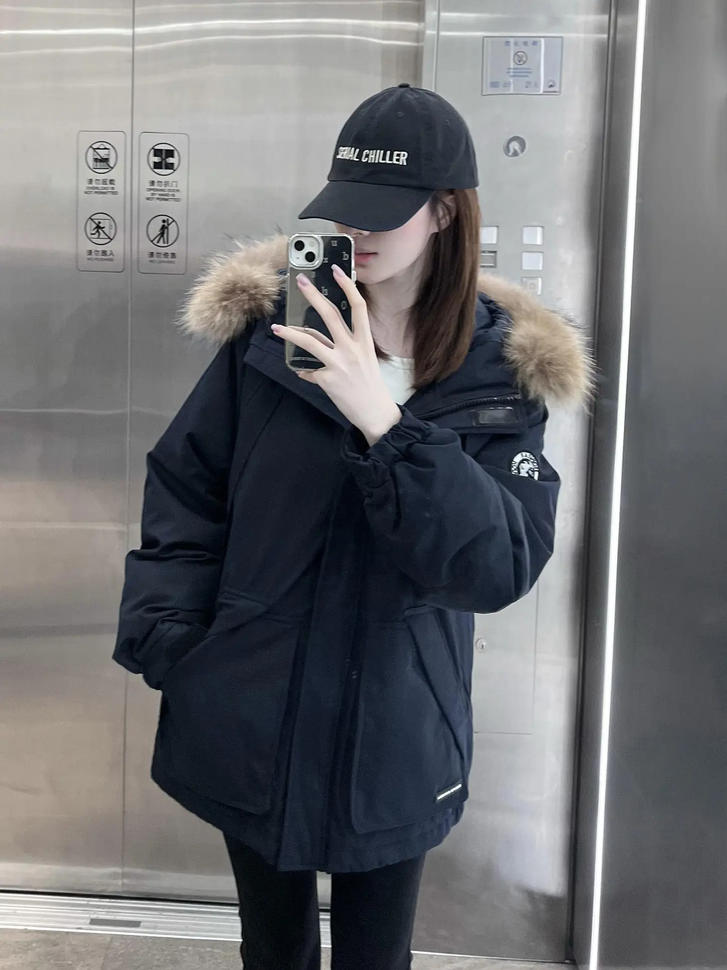 

Зимняя женская парка свободного кроя с круглым вырезом, утепленная хлопком, ветрозащитная, на молнии, с меховым воротником, повседневная, простая, утолщенная