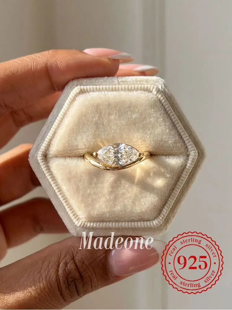 925 Sterling Silber schlichter, wellenförmiger, glatter Marquise-Zirkon-Ring für Frauen, Verlobung, Party, Alltag, hochwertiger edler Schmuck