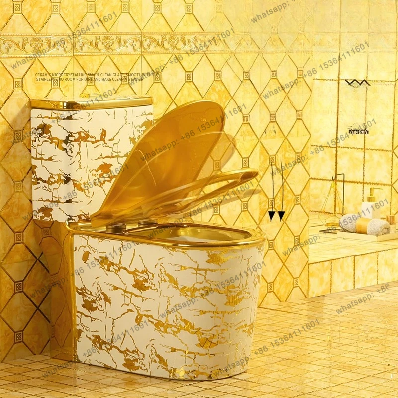 New super-rotating golden toilet creative European large-diameter toilet color bathroom toilet