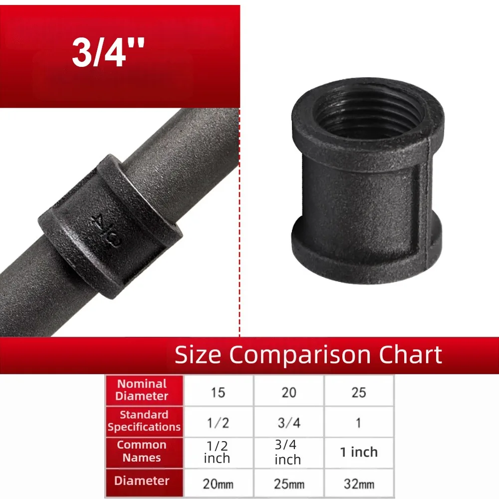 

Новые черные фитинги для труб, колено из ковкого железа, соединение сантехнических труб с резьбой 1/2 дюйма, 3/4 дюйма, 1 дюйм, аксессуары для труб