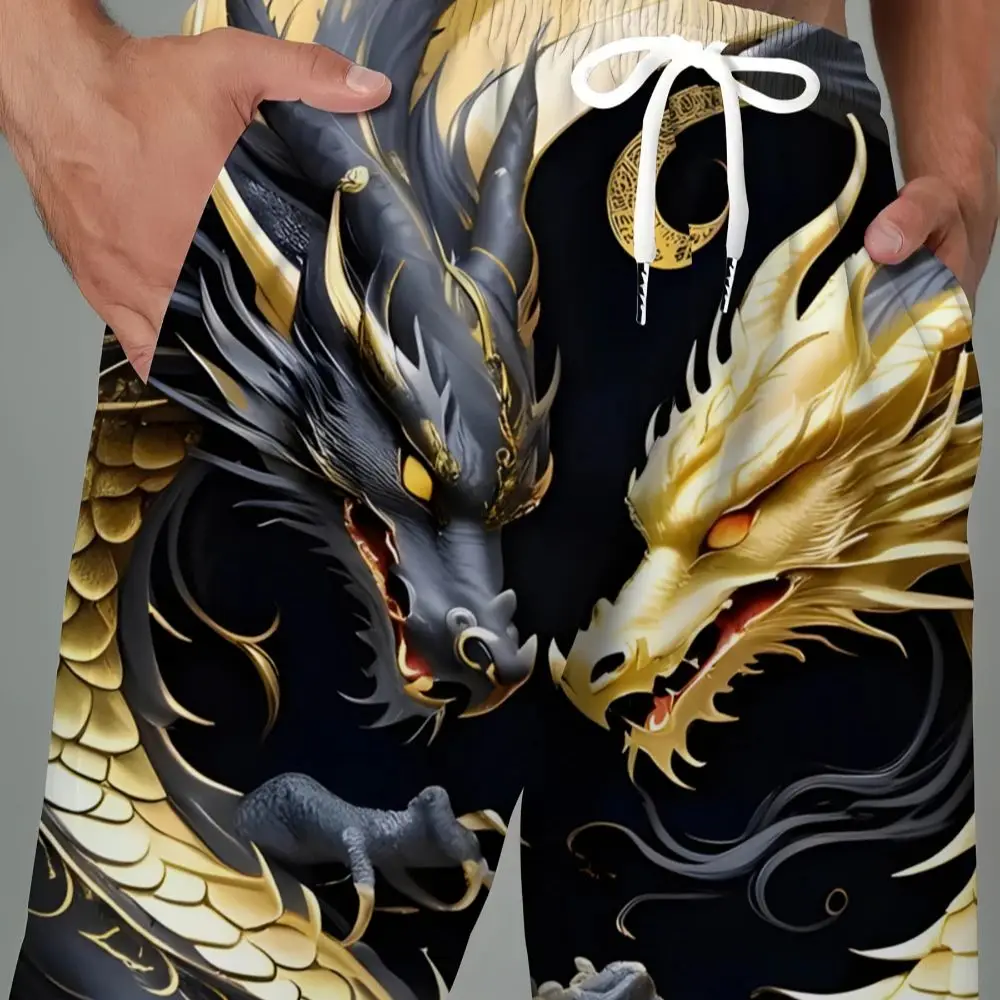 

Men's 3D Dragon Print Shorts Street Style Casual Beachwear Quick-Drying Fabric with Pockets Summer Comfort Outdoor Sports