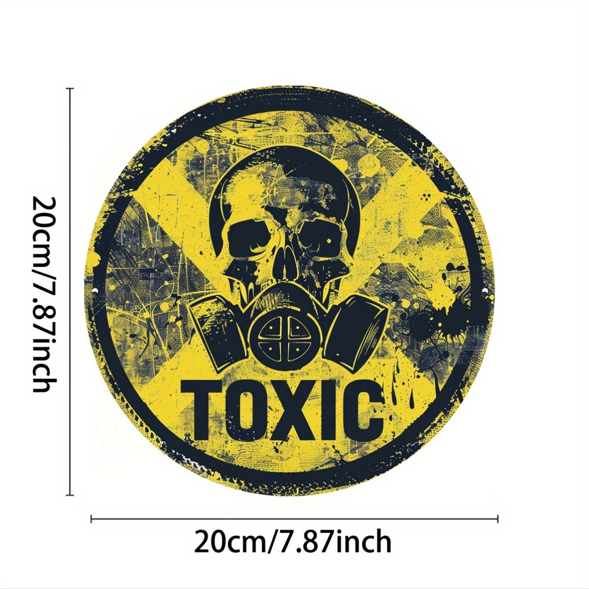 Vintage Toxic Danger Symbol Metal Sign, Retro Round Aluminum Wall Art Decor, Funny Metal Foil Engraving, 8-Inch Toxic Gas Mask W
