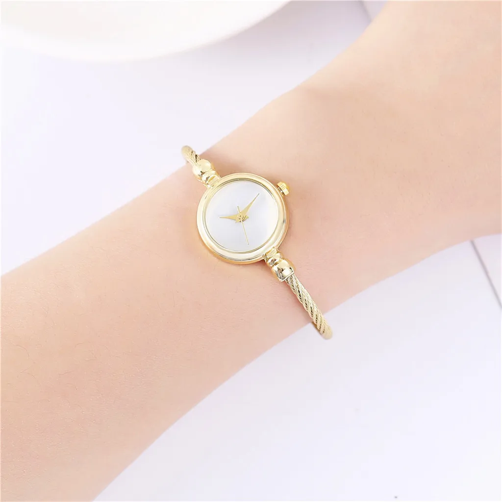 Relojes de pulsera de cuarzo a la moda para mujer, pulsera pequeña de esfera redonda, de lujo, regalos