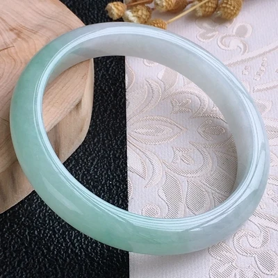 

zheru Jewelry Natural Myanmar jade light green 54mm-62mm bracelet Princess jewelry bracelet is the best gift for mom to girlfrie