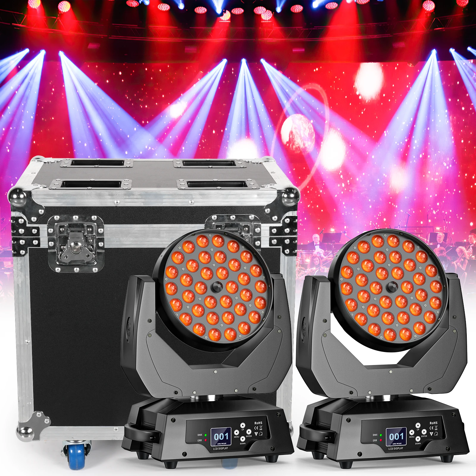 Fieryzeal flycase Hochleistungs-Gator koffer für (2) 36x18w Moving Head Lichtstrahl dmx Stage Light Airline Case DJ Light Flight case