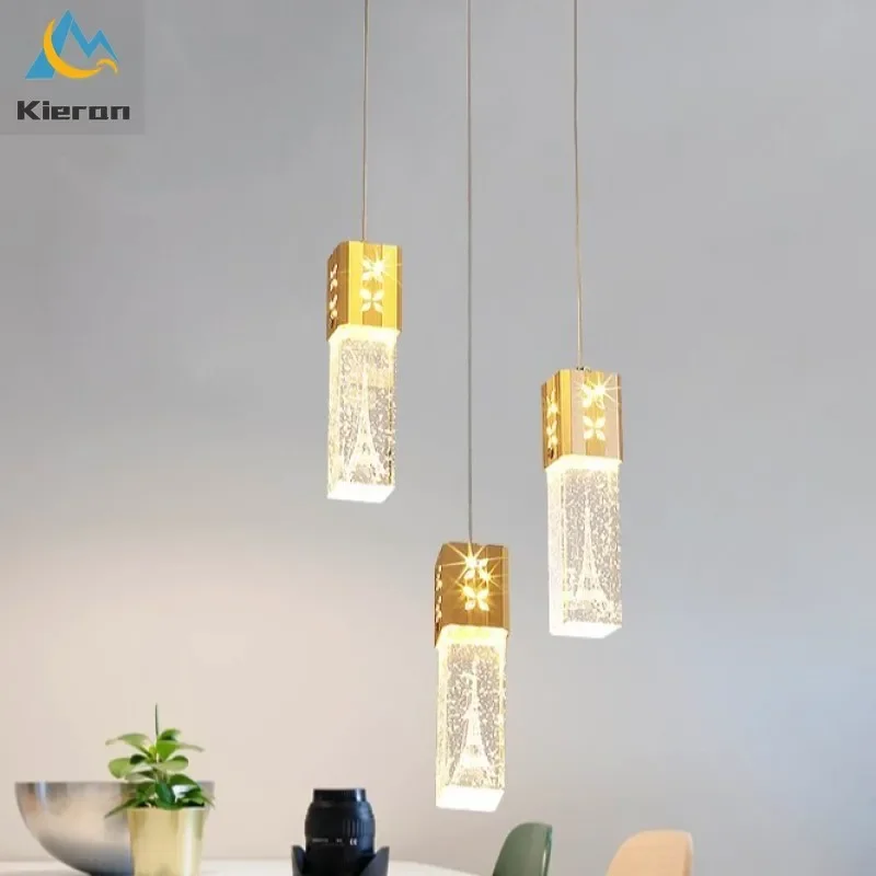 

Modern Simple Crystal LED Chandelier Bedroom Study Dining Room Bedside Pendant Lamps Living Room Decor Antirust Pendant Lights