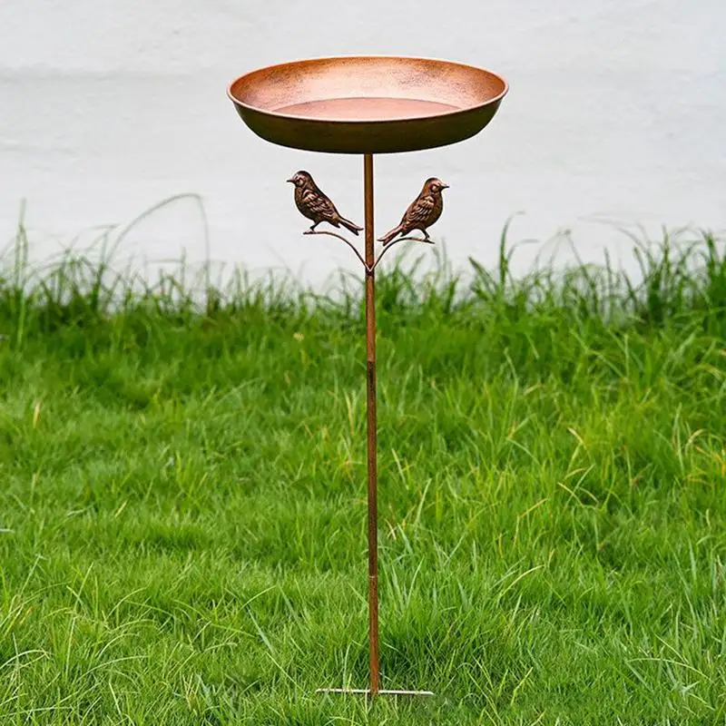 Baños para pájaros para exteriores, cuenco de Metal para jardín de pie, alimentador de baño de pájaros de Metal, bañera para pájaros de 32 pulgadas de alto a prueba de herrumbre