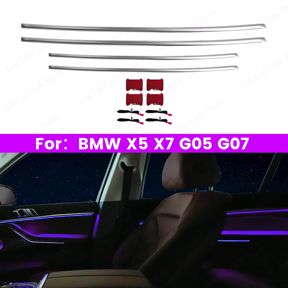 LED 11 Warna Strip Dekoratif Lampu Panel Pintu Interior untuk BMW X5 X7 G05 G07 Panel Pintu Mobil Pencahayaan Sekitar Bar Lampu Interior