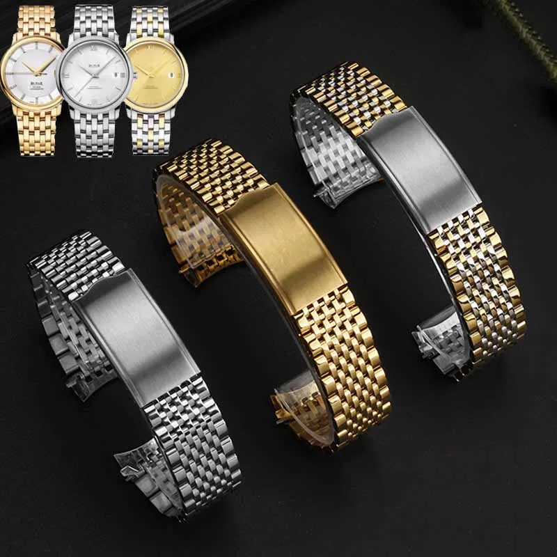 for OMEGA Seamaster Speedmaster Quality Watchband Sefined Steel Watch Strap Metal Curved End Bracelet 18mm 19mm 20mm Women Men's