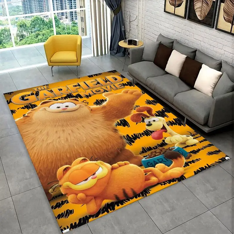 Cartoon Funny G-Garfield Cat Carpet Rug for Playroom Bedroom Living Room Sofa Home Decor,Game Area Rug Non-slip Floor Mat Fest
